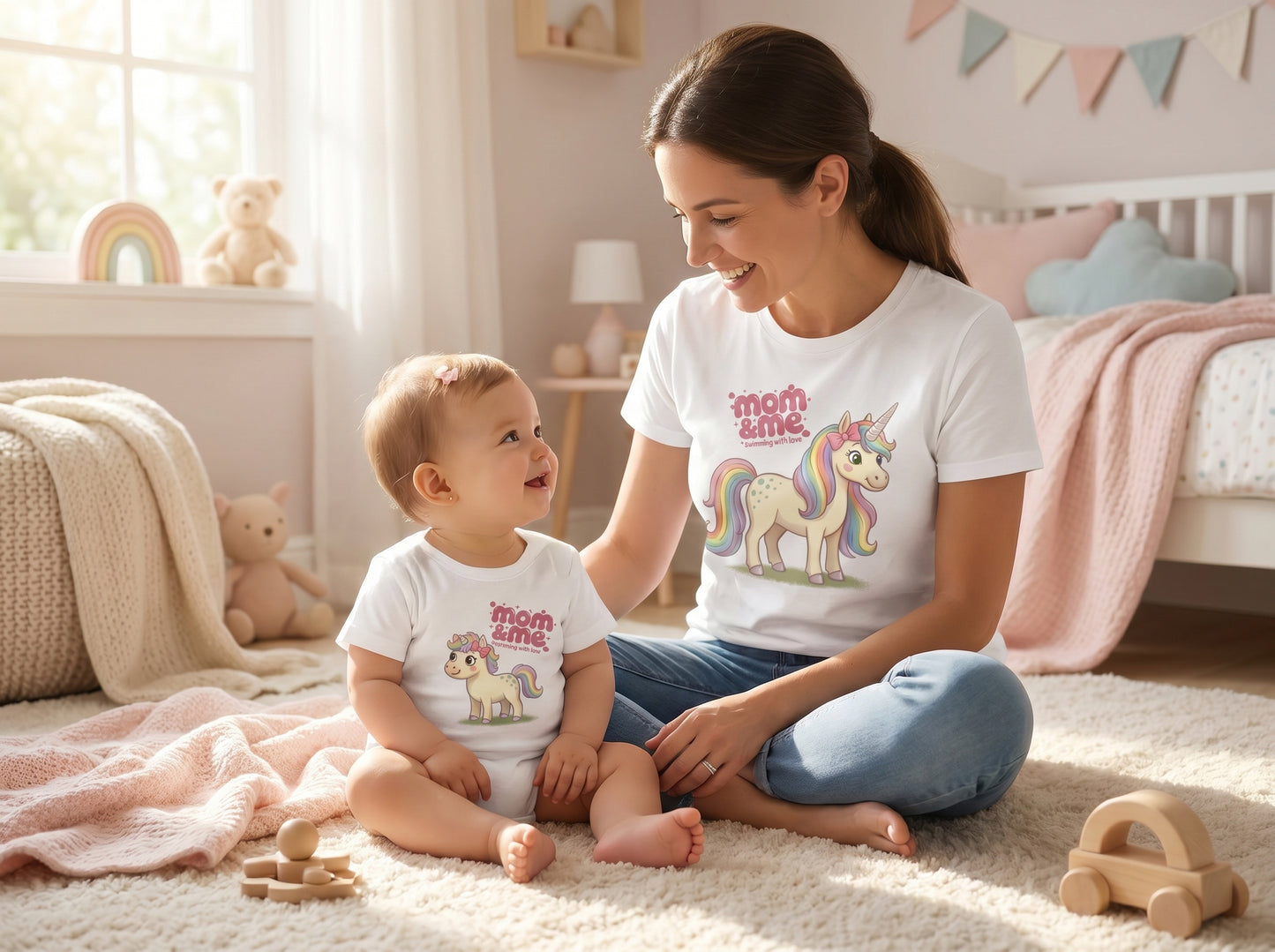 Mamá Unicornio & Bebeé Unicornio ( Camiseta Bebé )