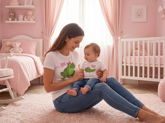 Mama Frog & Baby Tadpole ( Baby T-Shirt )